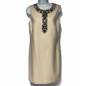Boden Limited Edition Ivory Sleeveless Jeweled Dress Women’s 8 A Line Shift